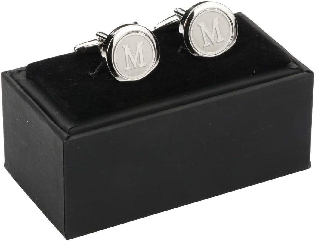 Mens Classic Stainless Steel Initial Cufflinks 26 Alphabet Initial Letter Cufflinks Business Wedding Shirts A-Z