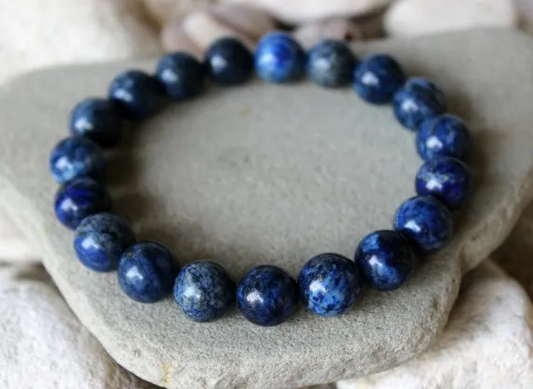 8mm Lapis Lazuli Bracelet, Wrist Mala, Unisex Lapis Lazuli Blue Bead Bracelet
