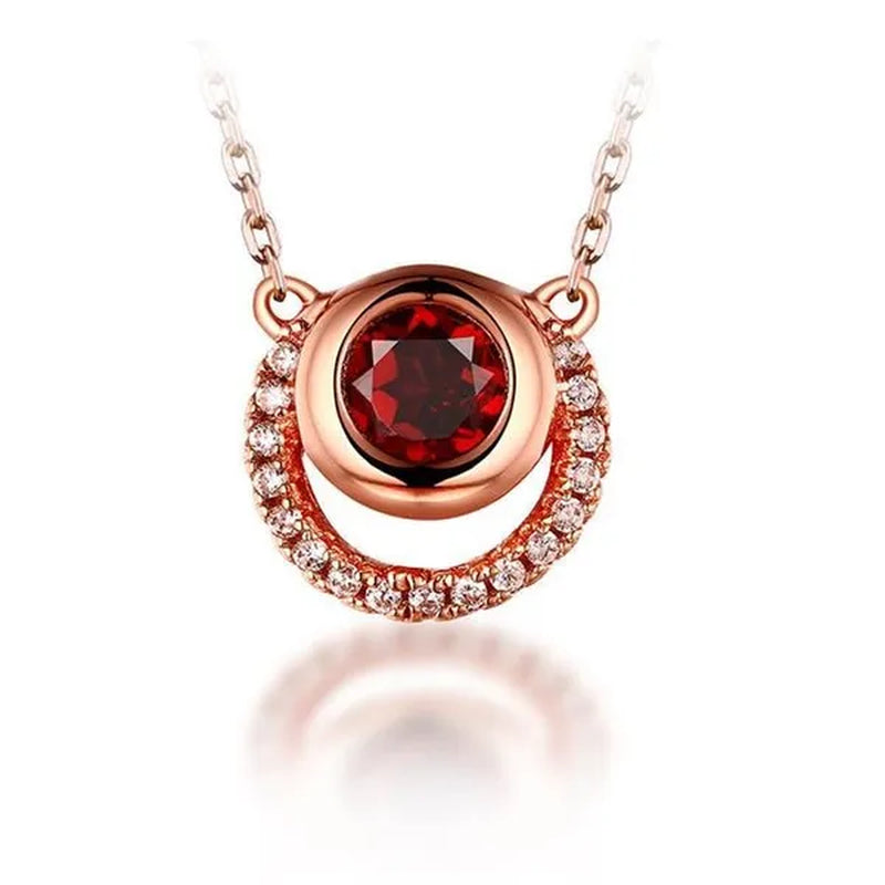 Majesty Diamonds MDS170301 0.5 CTW round Red Garnet Circle Pendant Necklace in .925 Sterling Silver with 18K