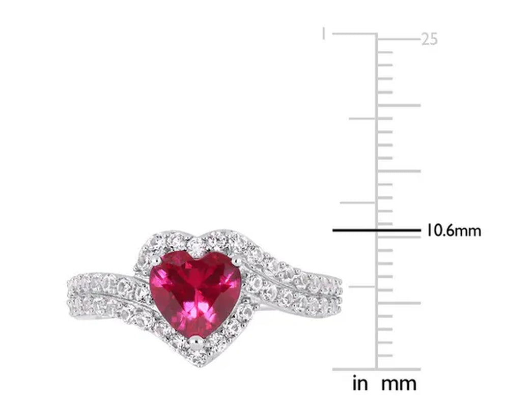2.49 Carat (Ctw) Lab-Created Ruby and White Sapphire Ring in Sterling Silver