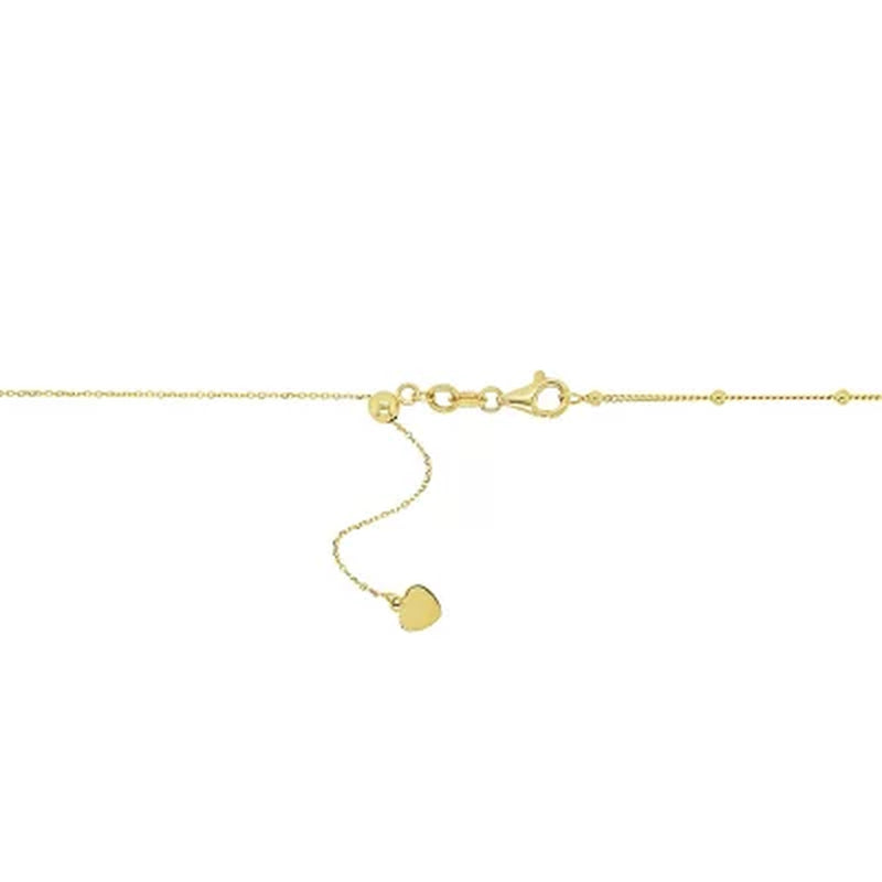 14K Gold Moon and Star Choker with Beads, 16"