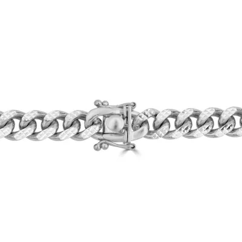 Italian Sterling Silver Diamond-Cut Cuban Chain Bracelet, 8.5"