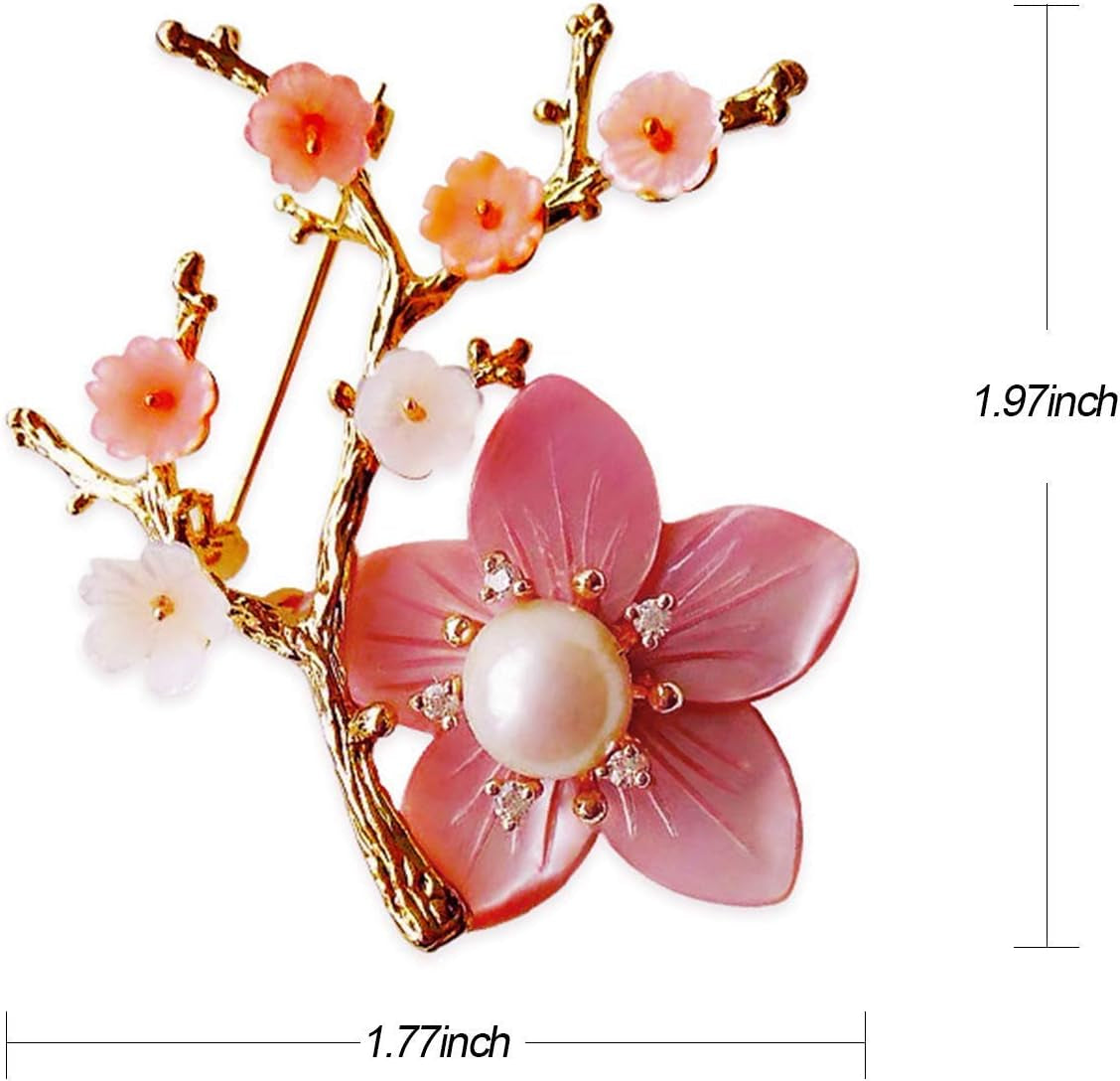 (XZ2020-3) Brooches for Women with Crystal, Pink Flower, Rhinestone Brooches Pins Elegant Jewelry Blossom Fashionable Gifts Ladies Bouquet Brooches Pin for Birthday, Party, New Year, Wedding