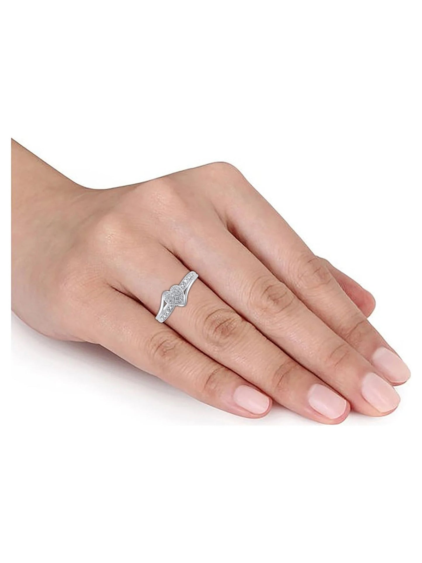 Diamond Accent (I3 Clarity, J-K Color) Diamond Heart Promise Ring in 10K White Gold, Size 9