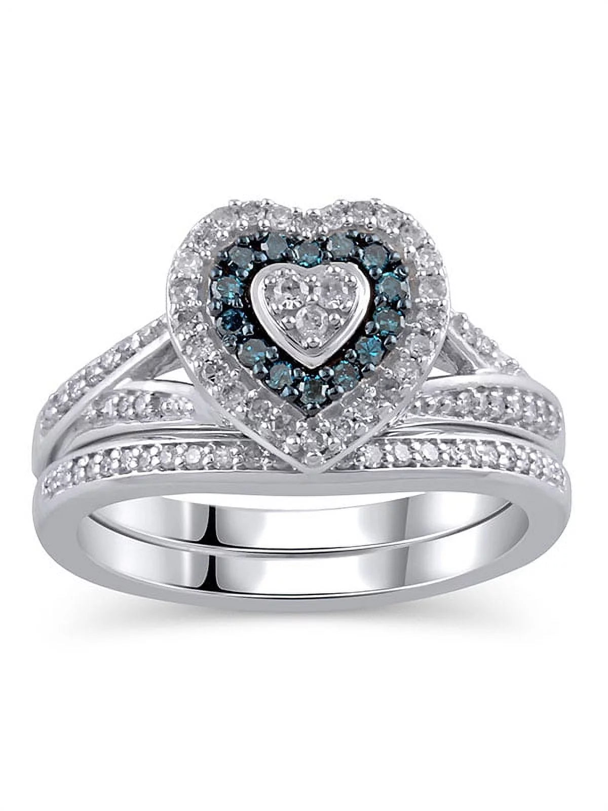 3/8 Carat T.W. Diamond Sterling Silver Bridal Set