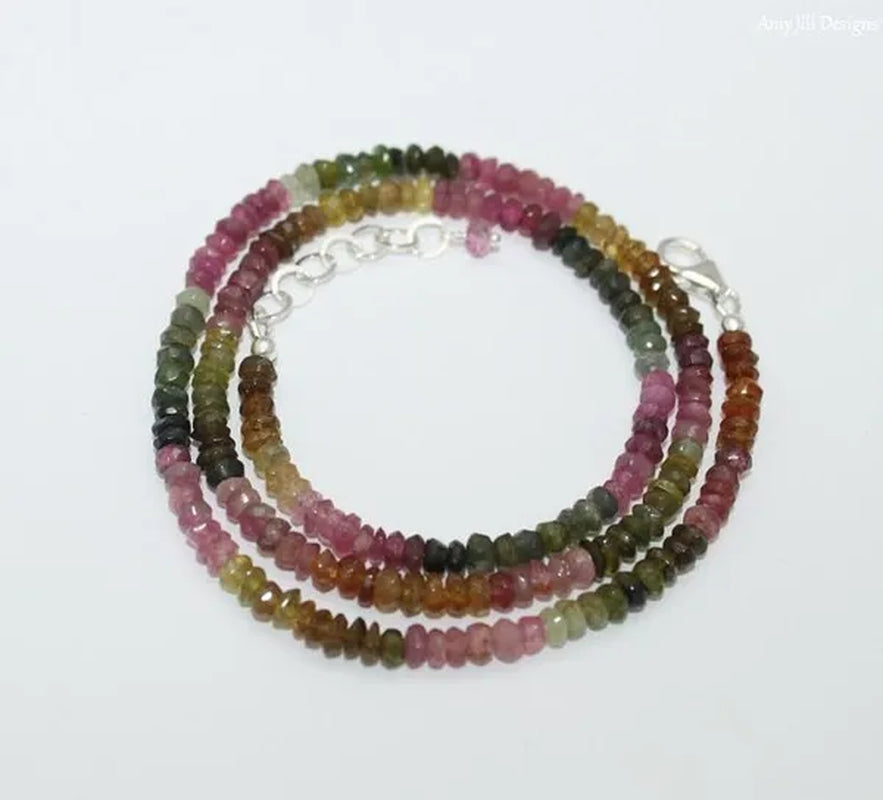 Watermelon Tourmaline Necklace, Watermelon Tourmaline Jewelry, Beaded, Shaded, Ombre Jewelry,