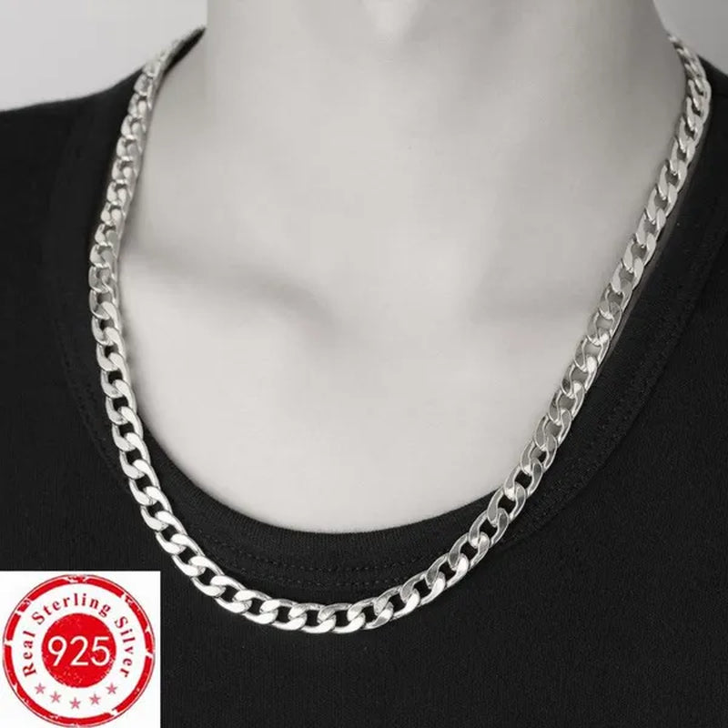 2PCS (Bracelet + Necklace) 925 Sterling Silver Fashion Jewelry Sets Curb Chain Necklace 925 Solid Silver Jewelry High Quality Necklace Bracelet 16-30 inches