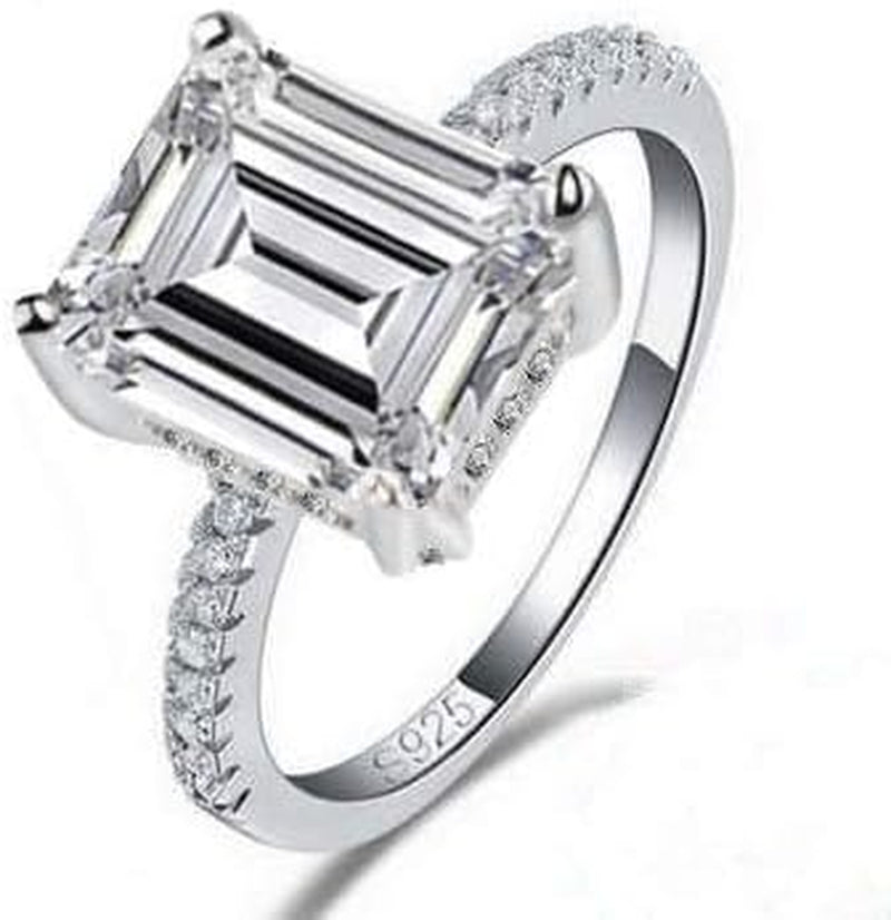 Jewelry 3 Carat CZ Engagement Rings Simulated Diamond Engagement Ring for Women Silver Wedding Jewelry