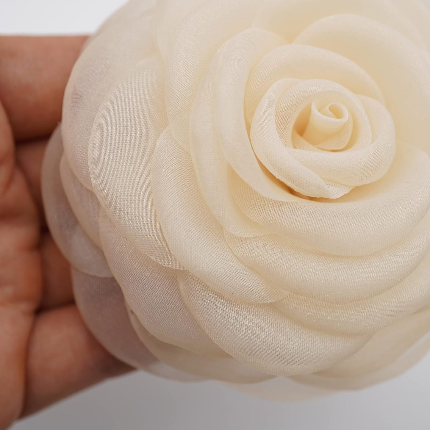 Fabric Flower Brooch Pin by – Floral Brooch Pin, Handmade Gift Ideas, Gift for Her, Gift for Mom, Bridesmaid Gift, Valentines Day Gifts (Cream Chiffon)