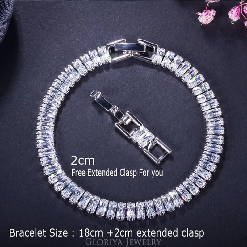Gloriya Brand Gorgeous Top Grade Jewelry Sparkly CZ Crystal Elegant Tennis Bracelet for Brides Wedding Party Gift