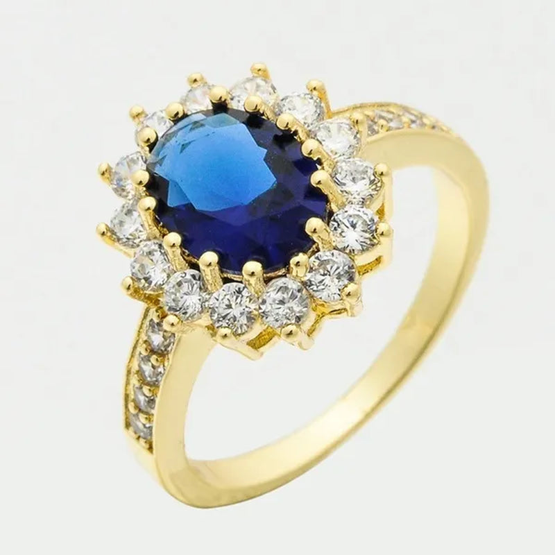 5-Color Noble 3.16ct Sapphire/White/Emerald/Ruby/Amethyst Diamonique Wedding Engagement 14k Yellow Gold Filled Ring Size6-11