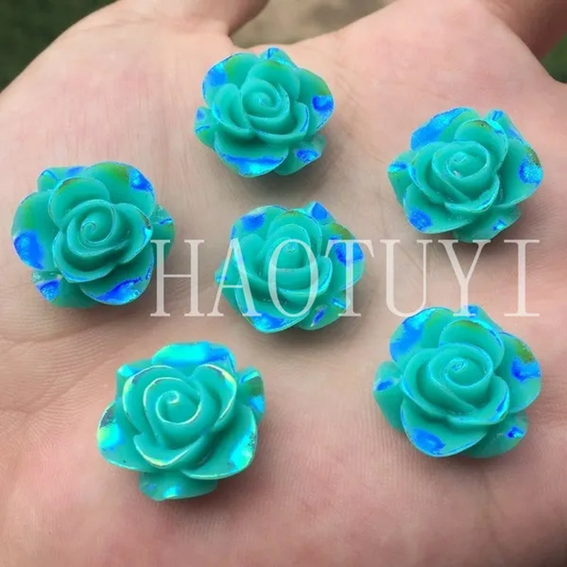 60pcs 10mm New fashion style Flower Rhinestone AB Resin Flatback handsewing gem stones crystal