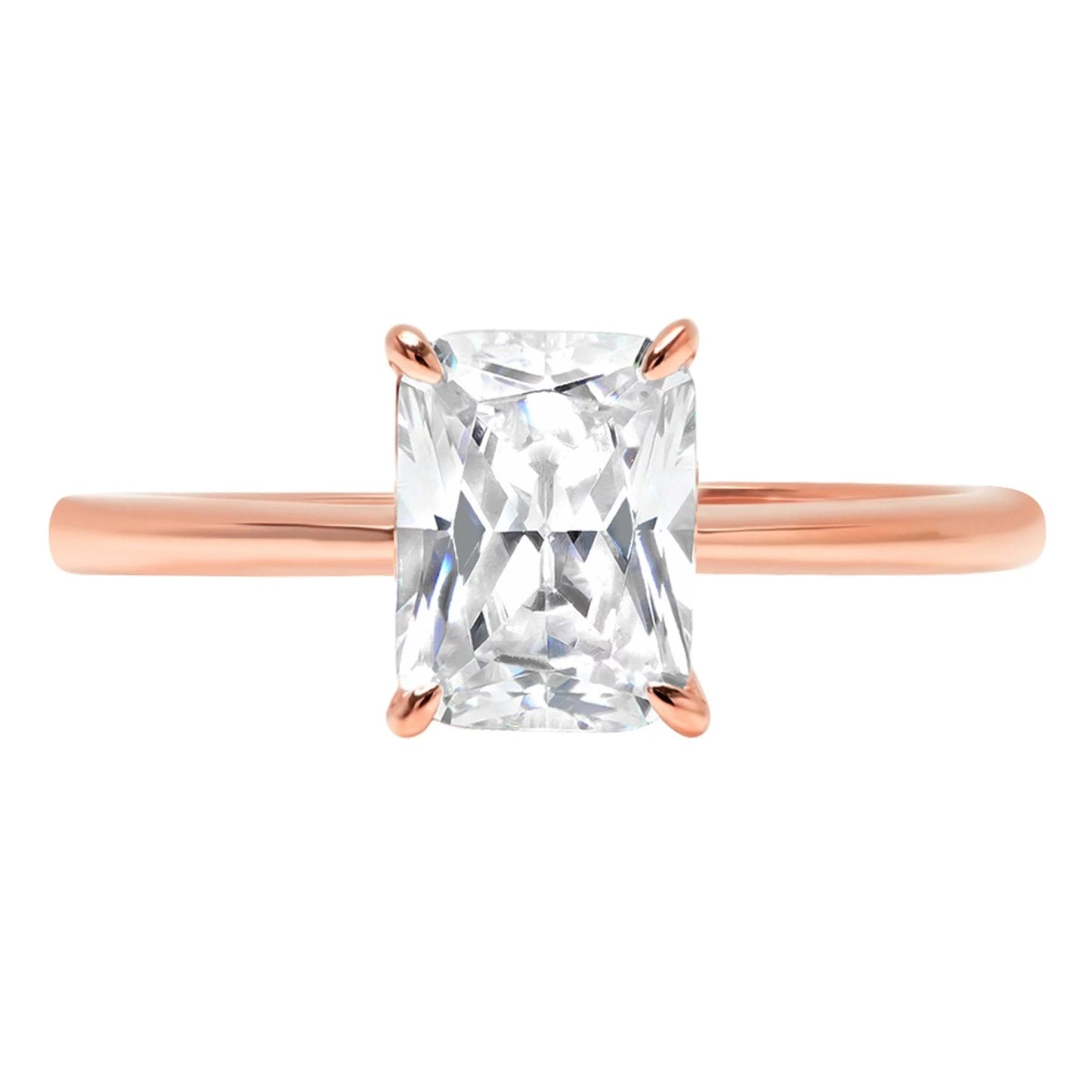 2.5 Ct Radiant Cut Clear Simulated Diamond 14K Rose Gold Anniversary Engagement Ring Size 5.75