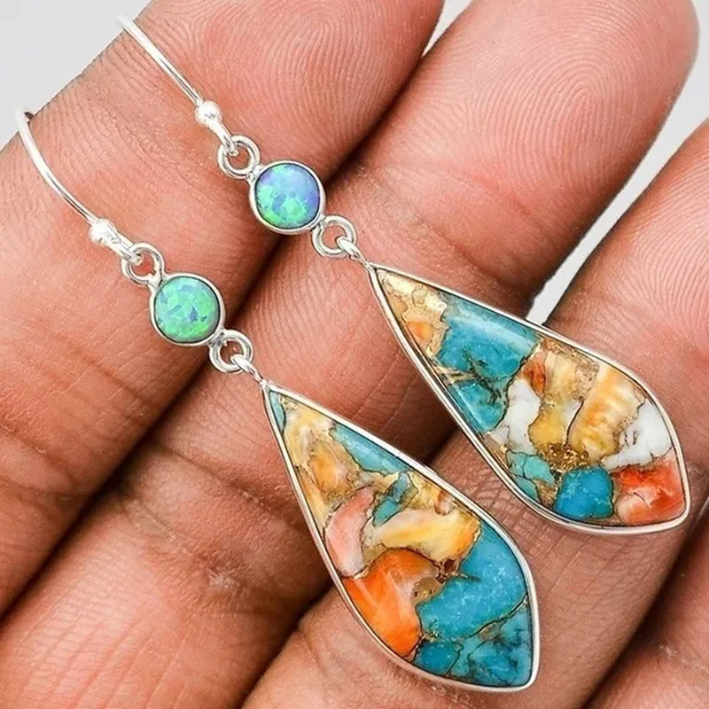925 Sterling Silver Fashion earring natural Turquoise Natural gemstones Earrings Wedding Engagement Bride jewelry