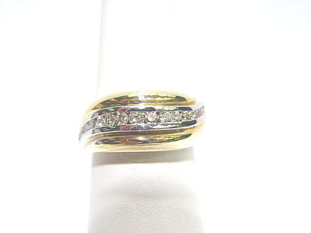 ROUND BRILLIANT CUT .47 CT 15 STONE CHANNEL SET TWO-TONE GOLD