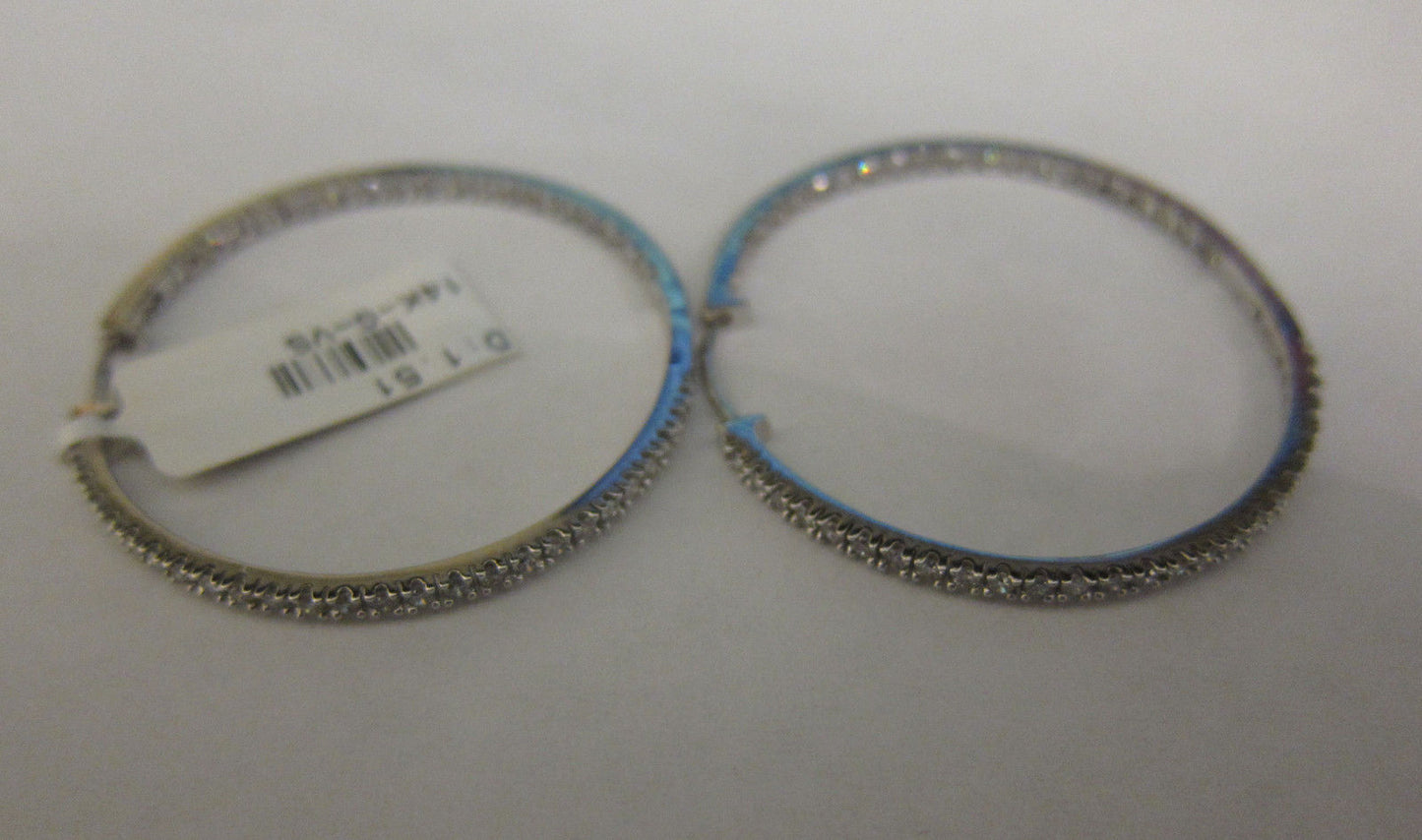 1.51 CT DIAMOND INSIDE OUTSIDE SET THIN DIAMOND HOOP EARRING HOOP EARRING 14 K