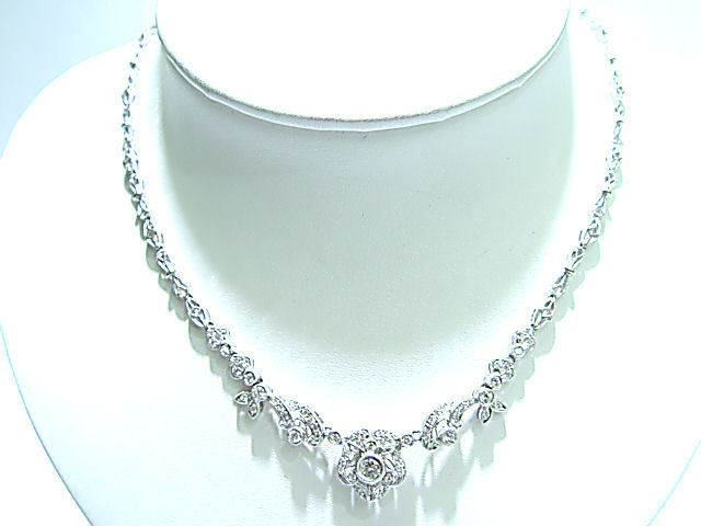 ROUND BRILLIANT DIAMOND NECKLACE ANTIQUE REPRODUCTION