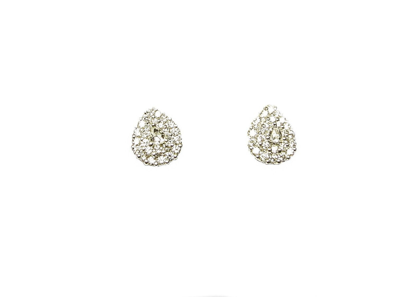 DIAMOND EARRING TWO PEAR SHAPE ROSE SHAPE DIAMOND ROUND