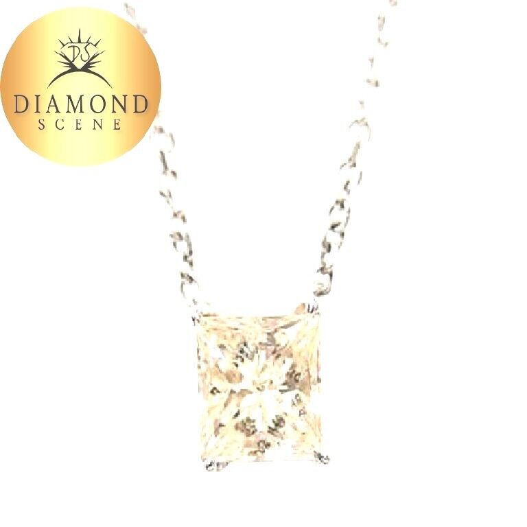 PRINCESS CUT DIAMOND SOLITAIRE PENDANT 1.55 CT 4 PRONG