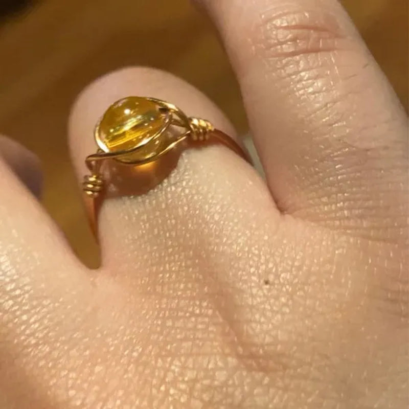 Citrine Ring, Citrine Gemstone Jewelry, Citrine Stone Ring, Gold Citrine Ring, Wire Wrapped Ring, Wire Ring, Gemstone Ring, Statement Ring