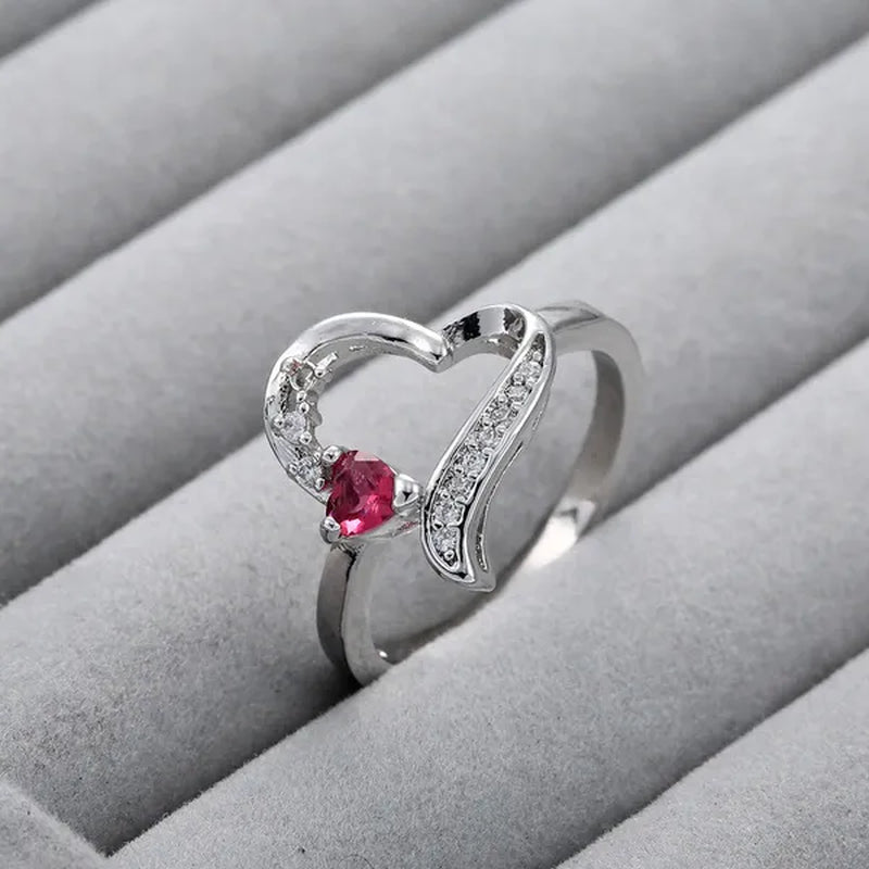 925 Sterling Silver Wedding Jewelry Natural Ruby Gemstone Promise Ring