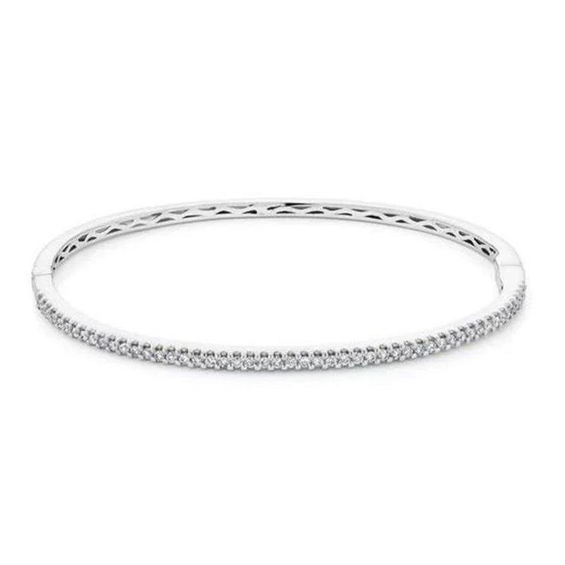 Enterprises 27055 2.50 CT Ladies round Cut Diamonds Bangle, 14K White Gold