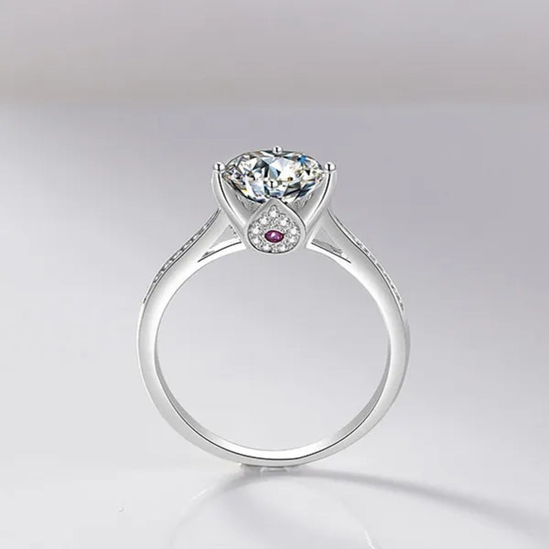 New Fashion Brilliant Round Cut Ruby Moissanite Ring 14K White Gold Plated Anti-tarnish Elegant Engagement Wedding Ring for Lover Precise Size 5-12