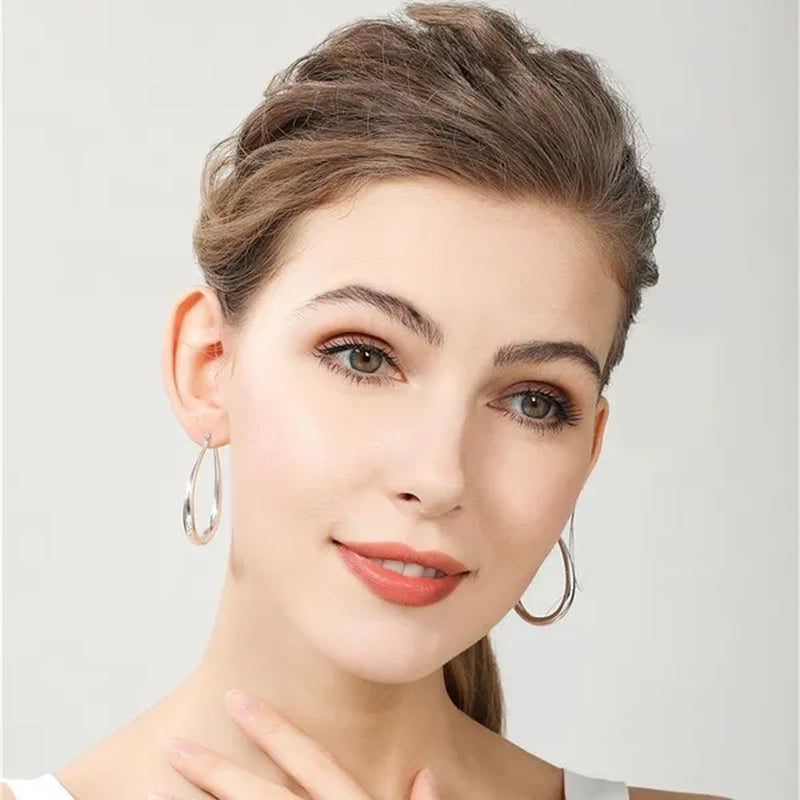 Simple Smooth Gold Plated Exaggerate Hoop Earrings Wedding Engagement Anniversary Jewelry Gift for Women