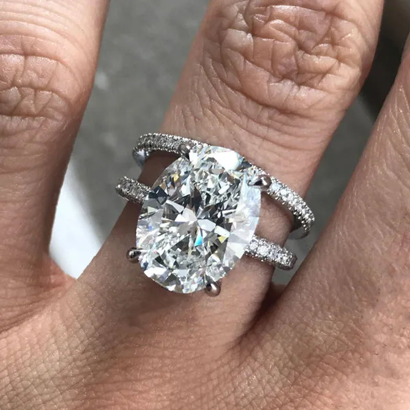 Fashion Style Valentine'S Day Gift Ring Exquisite White Zircon Ring Anniversary Gift Engagement Bridal Wedding Jewelry Ring Sets Size 5-11