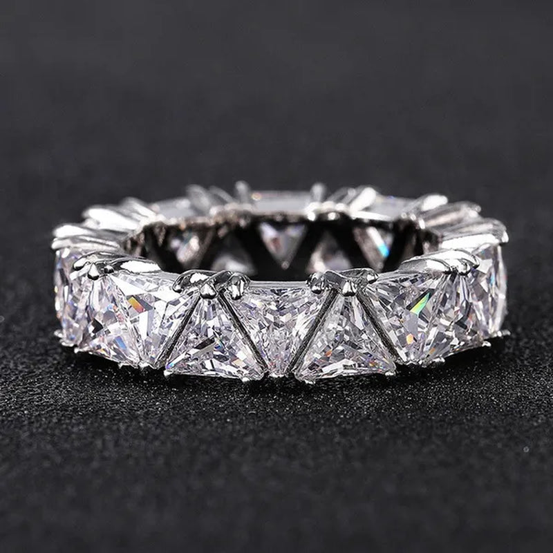 2.0ct Triangle Cut Diamonds Eternity Band Bridal Engagement Rings for Women Wedding Party Jewelry Gift