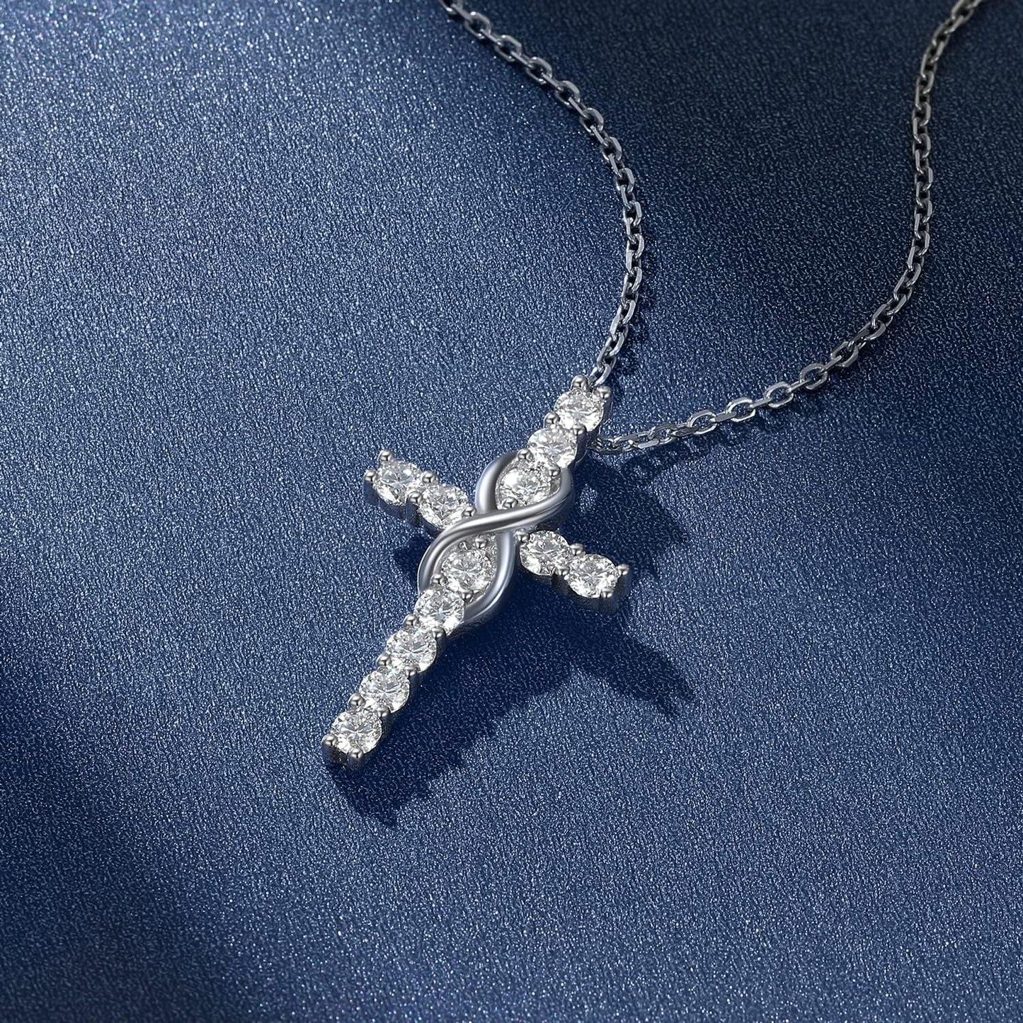 Cross Necklace Silver, Christian Gifts for Women Men, Moissanite Necklace for Him, 925 Sterling Silver Cross Necklace Birthday Fathers Day Christmas Gifts