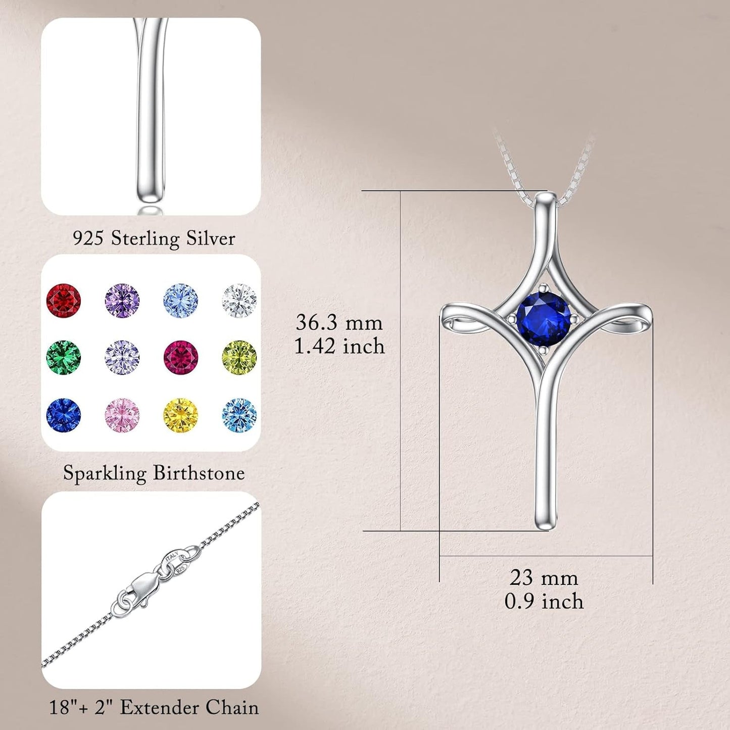 Mother'S Day Gifts for Mom Cross Necklaces for Women Sterling Silver Faith Cross Pendant Necklace with Birthstone Christmas Birthday Jewelry Gifts for Women Girls