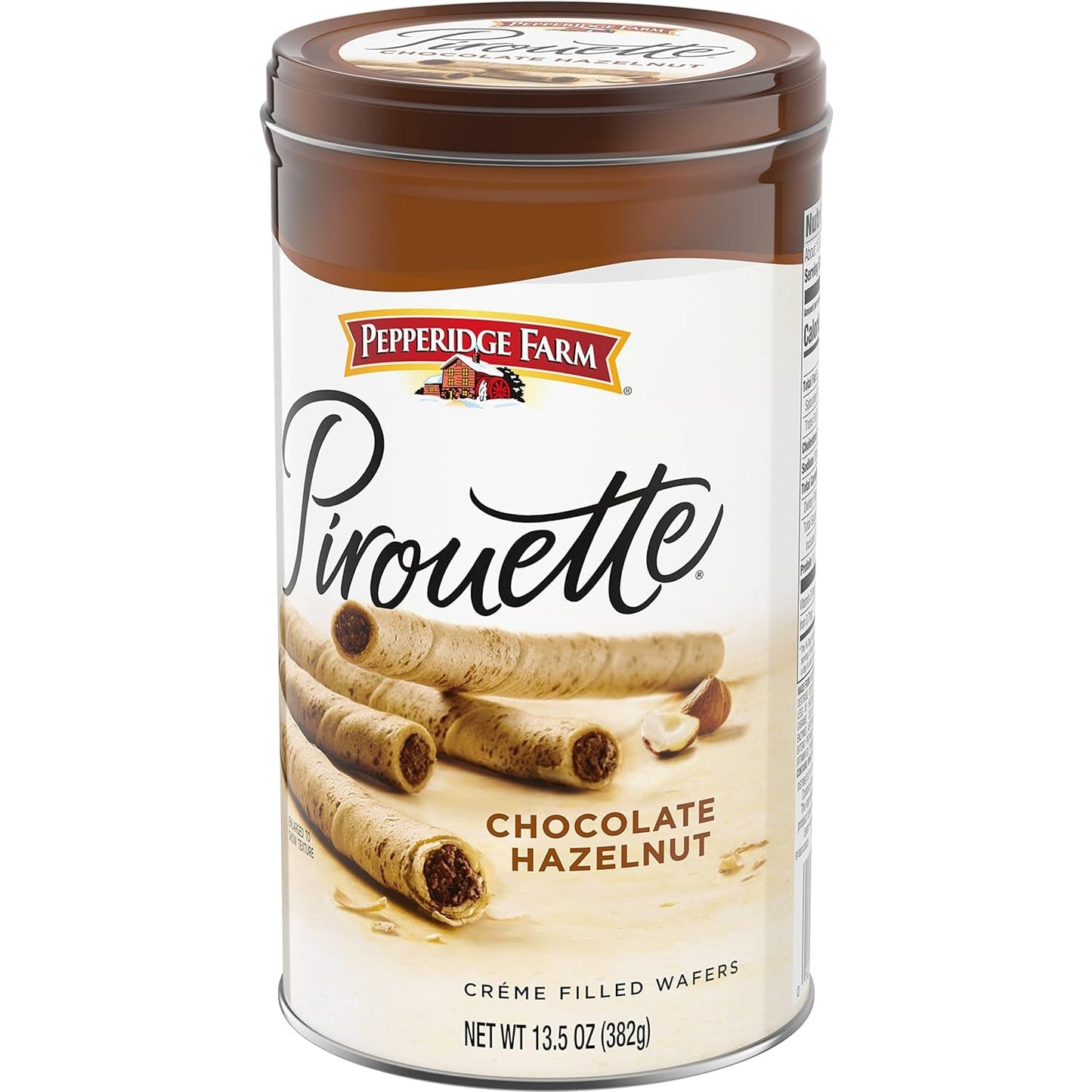 Pirouette Cookies, Chocolate Hazelnut Créme Filled Wafers, 13.5 Oz Tin