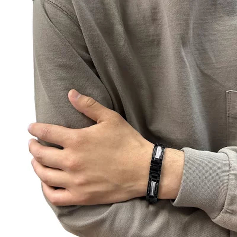 0.81CT. TW. Black & White Diamond Stainless Steel Bracelet