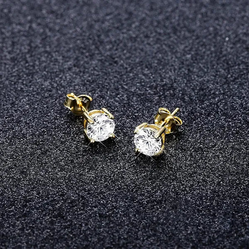 Sterling Silver Zirconia Earrings Women'S round Cut CZ Earrings Set anti Allergic