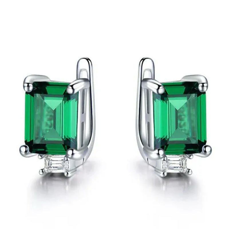 Majesty Diamonds MDS210246 Cushion Green Nano Emerald Dangle & Drop Earrings in 0.925 White Sterling Silver