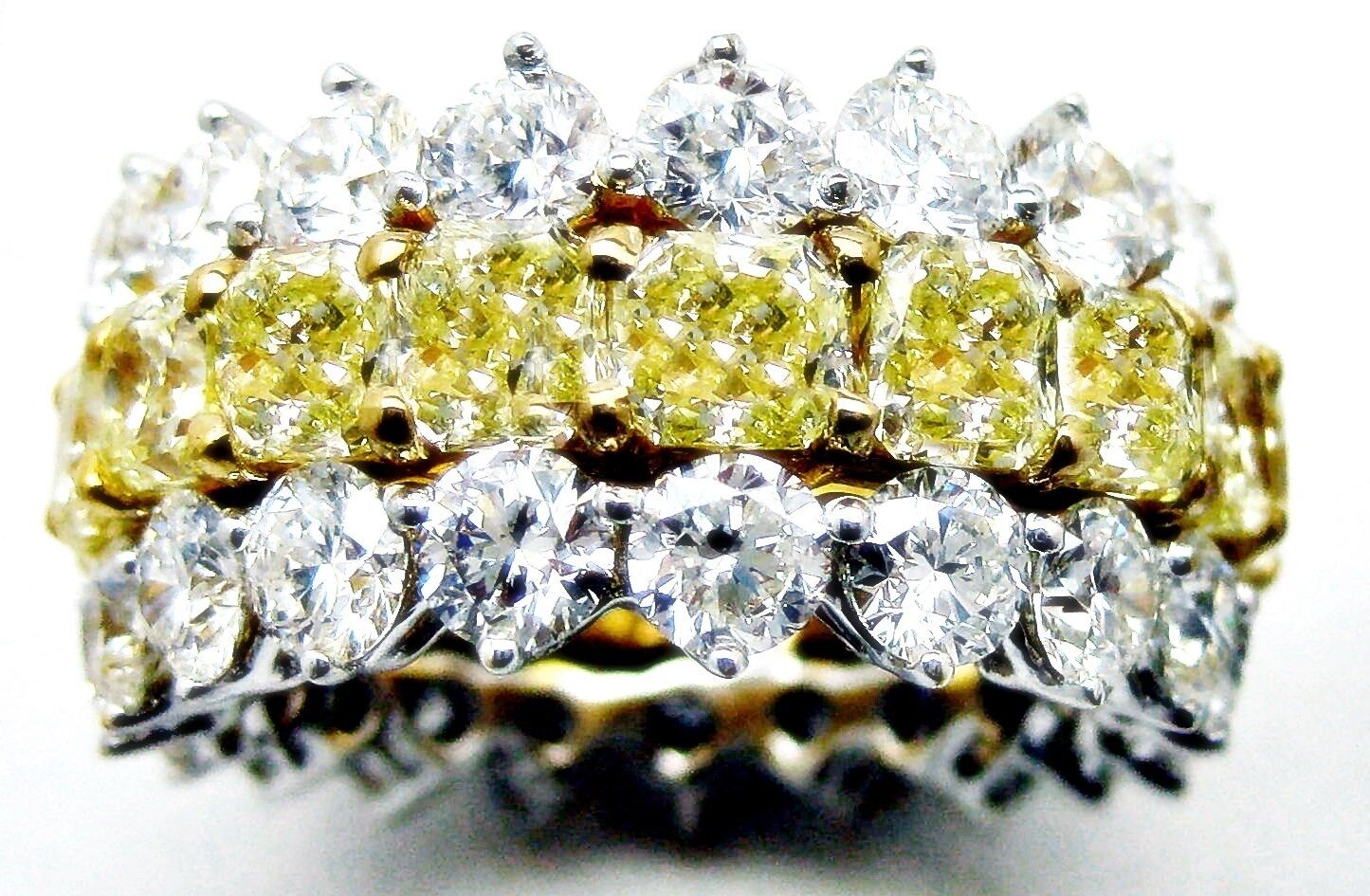FANCY YELLOW RADIANT 16 STONE ROUND BRILLIANT SHAPE DIAMOND 32 PIECE ETERNITY