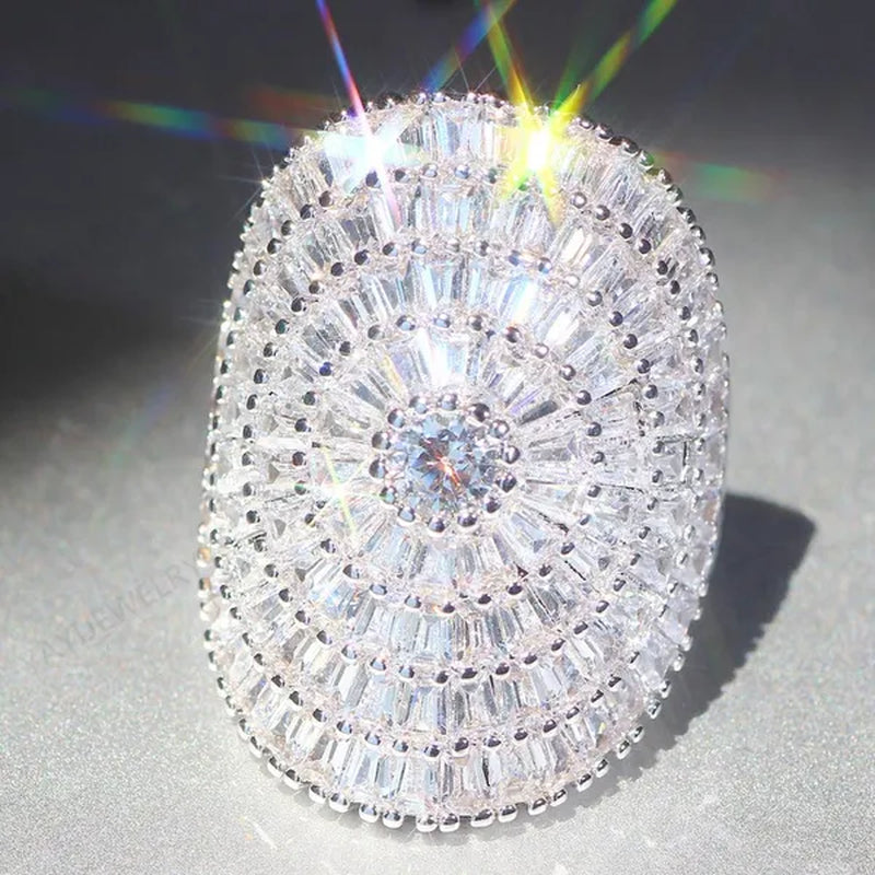 Luxury Cubic zirconia Statement Huge Multilayer Ring Wedding Bride Engagement Band Charm Women Ring JewelryWedding Bride Engagement Band Charm Ring