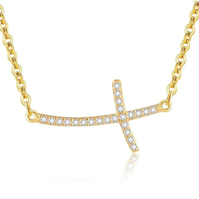 Majesty Diamonds MDS170383 White Zircon Yellow Cross Pendant Necklace in .925 Sterling Silver