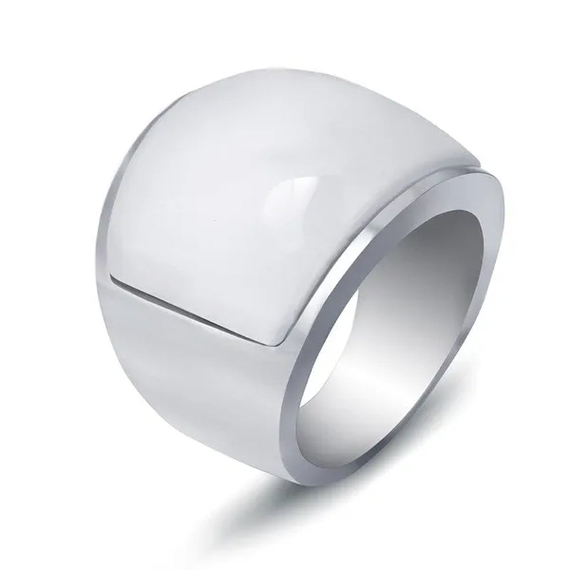 Vintage Men'S Gemstone Ring Stainless Steel Single White Red Opal Rings Jewelry Gift for Men Women Boyfriend Girlfriend
