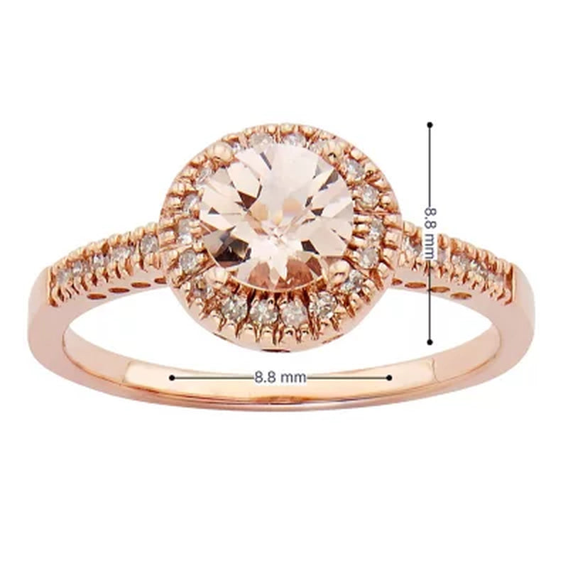 Morganite and 0.13 CT. T.W. Diamond Fashion Ring in 14K Rose Gold