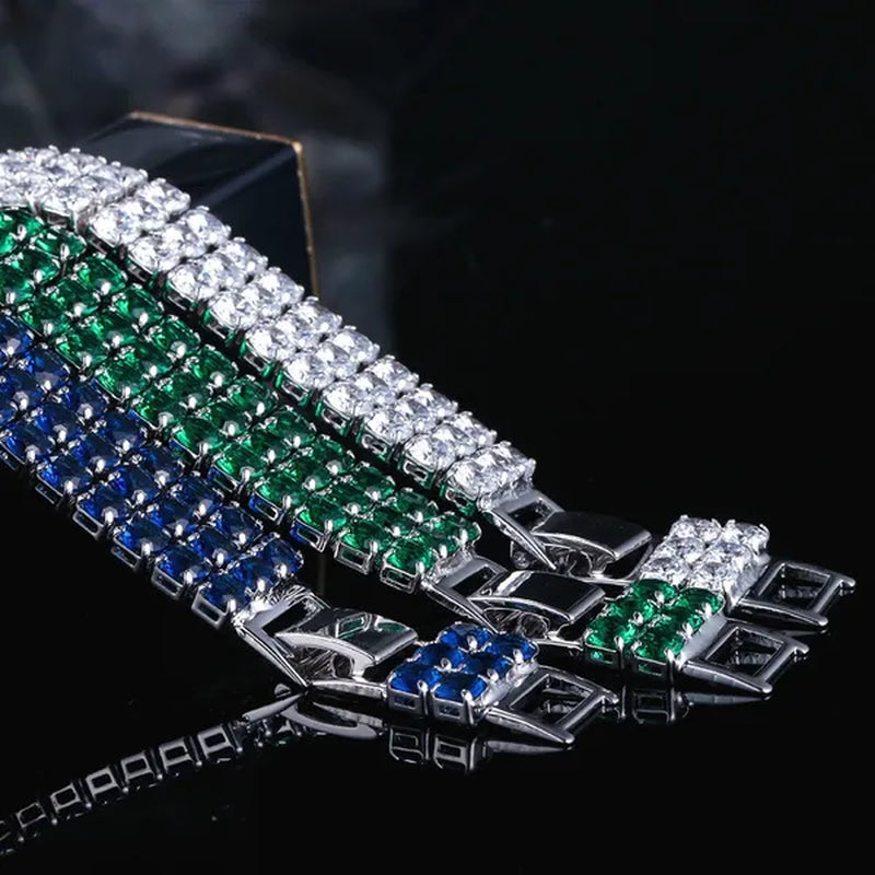 CANDICE Exquisite Hand-Inlay 3 Rows Round Cut Shining CZ Silver Plating Wide Bracelets Bangles High Quality Female Wedding Party Jewelry