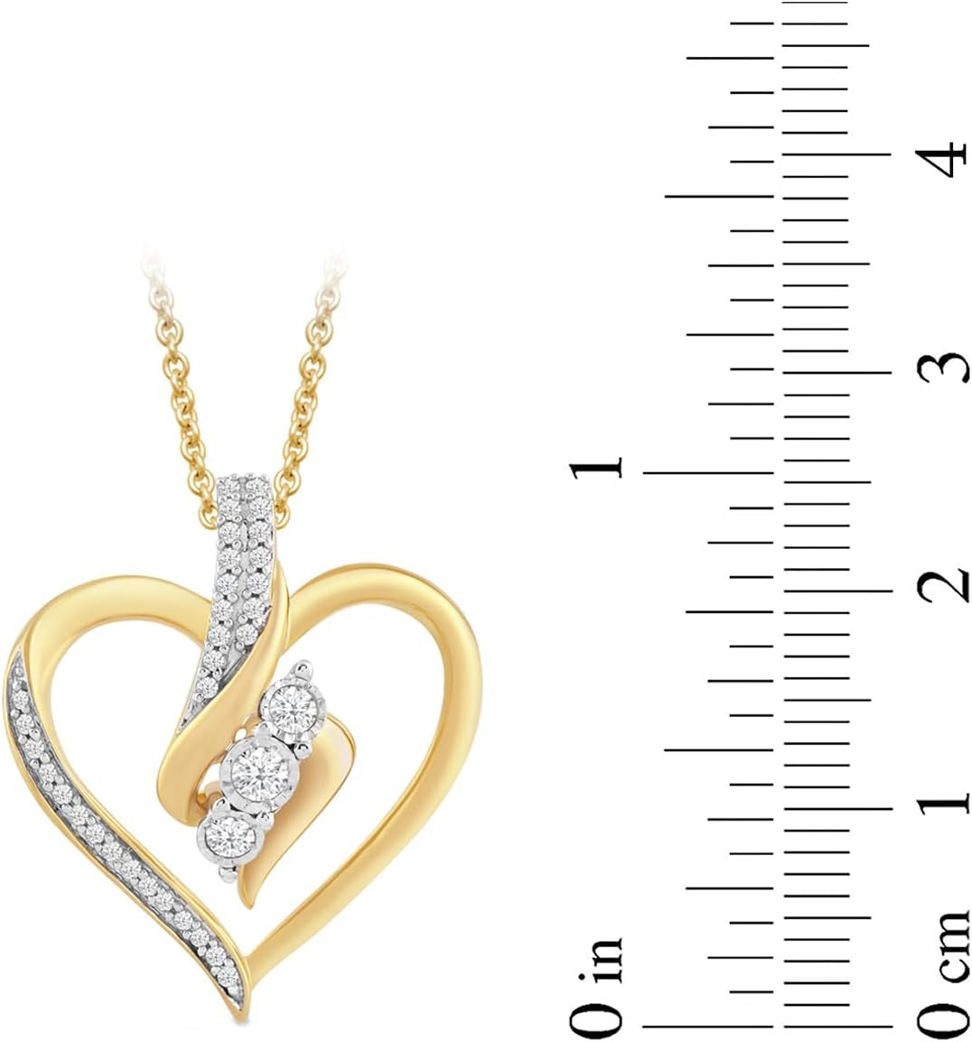 Amazon Essentials Diamond 3 Stone Pendant Necklace (1/4 Cttw), 18" (Previously )