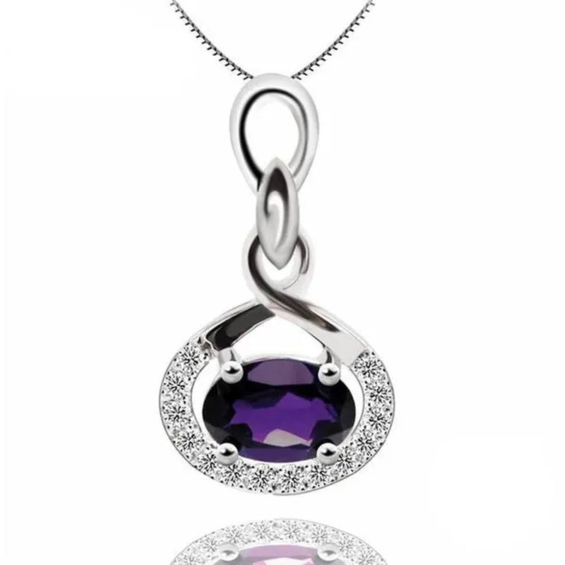 Majesty Diamonds MDS170151 0.66 CTW Oval Purple Amethyst Infinity Pendant Necklace in .925 Sterling Silver
