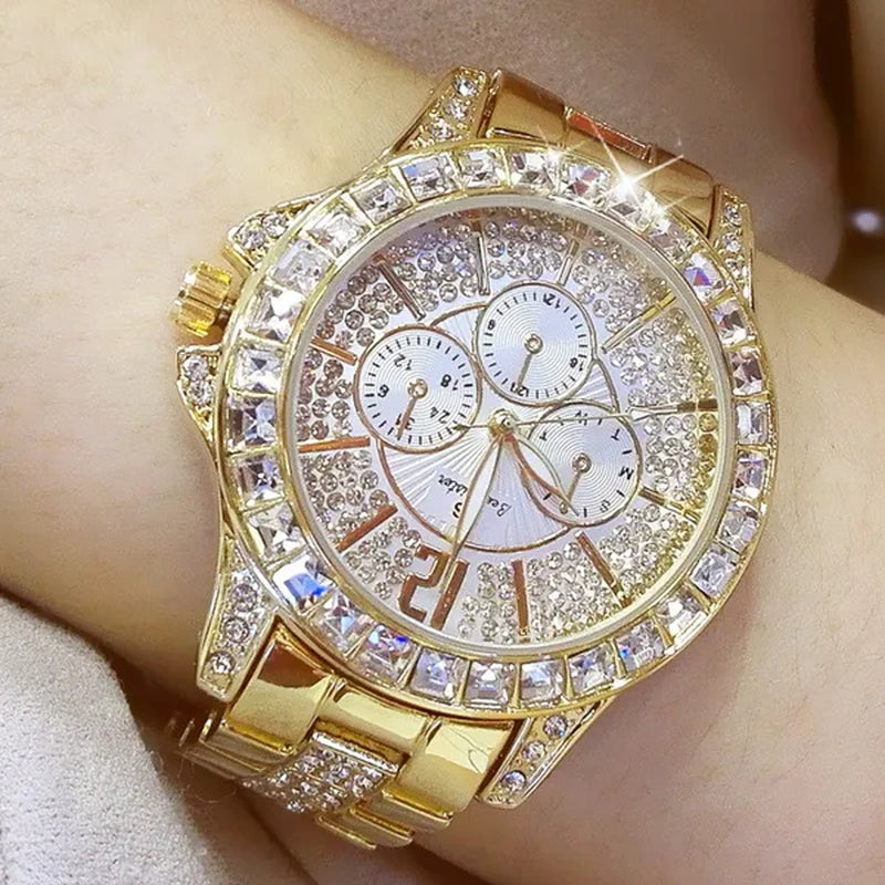 New Arrival Famous Brand Bling Watch Women Luxury Austrian Crystals Watch Rose Gold Shinning Diomand Rhinestone Fashion Bracelet