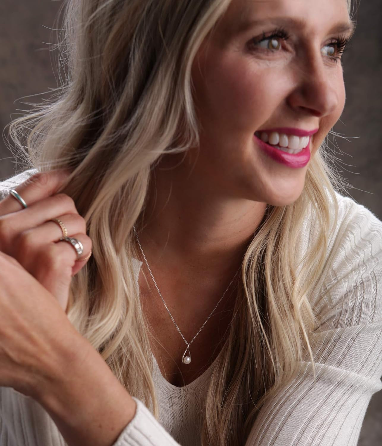 Sterling Silver "Drop of Faith" Necklace with 6Mm Cultured Pearl (18 Inch)
