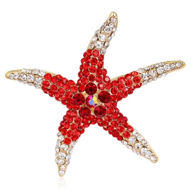 Starfish Brooches Blue Rhinestone Starfish Brooch Fashion Colorful Bridesmaid Wedding for Woman