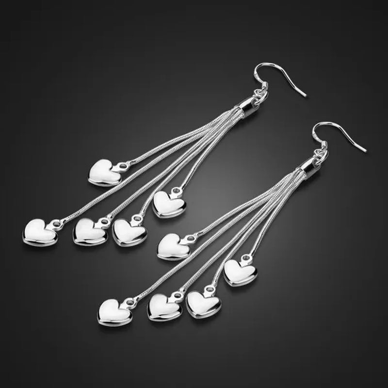 925 Sterling Silver Bracelet Necklace Earrings Set for Women High Quality Heart Shape Wedding and Engagement Jewelry