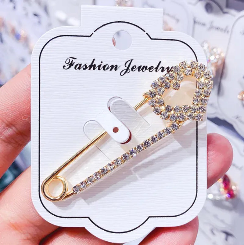 Women Brooch Pins Sweater Shawl Clips Crystal Brooches, Safety Pins Dress Shirt Clips for Women Rhinestone brooch women's anti slip button clothing accessories