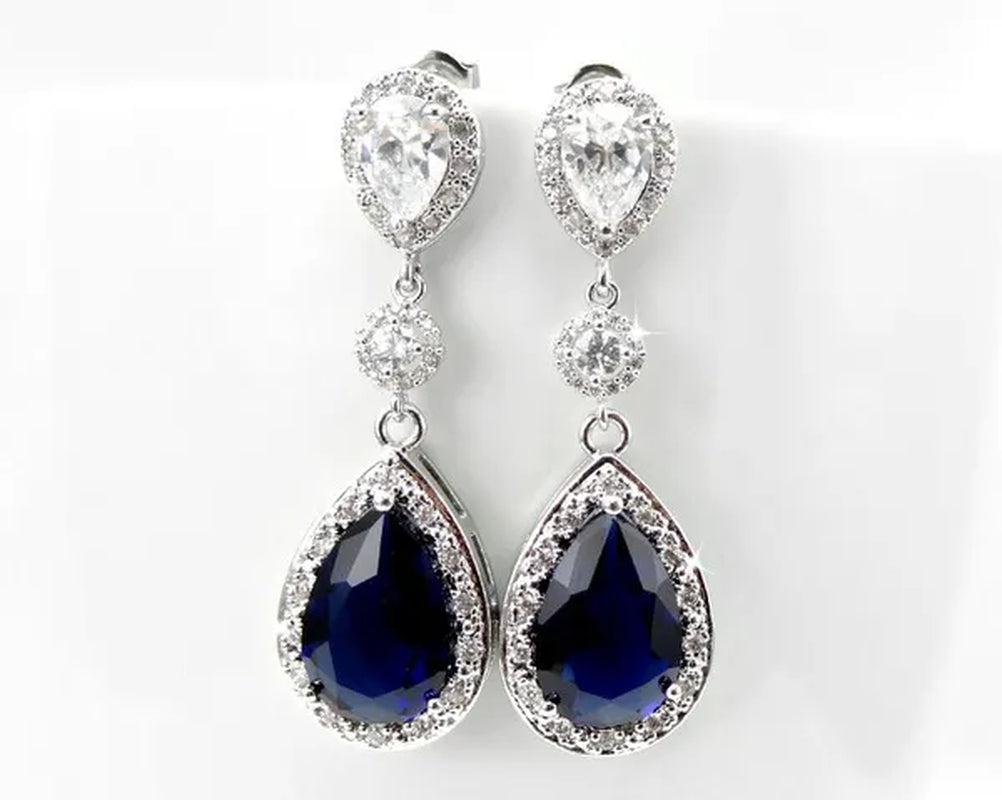 3psc exquisite 925 Sterling Silver Diamond Pendant diamond necklace romantic Engagement Wedding Bridal Set Earrings